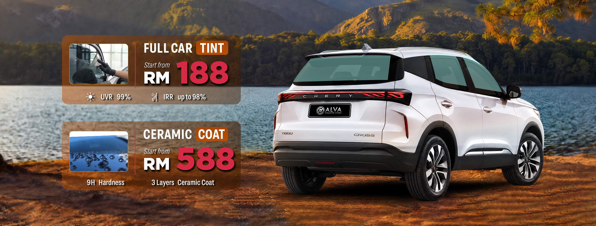Alva affordable car tint and coating package in Malaysia